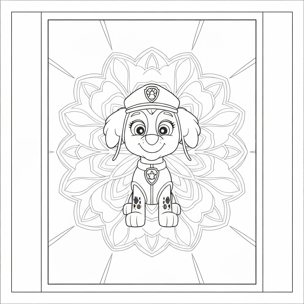 Skye Paw Patrol Mandala-Malvorlage
