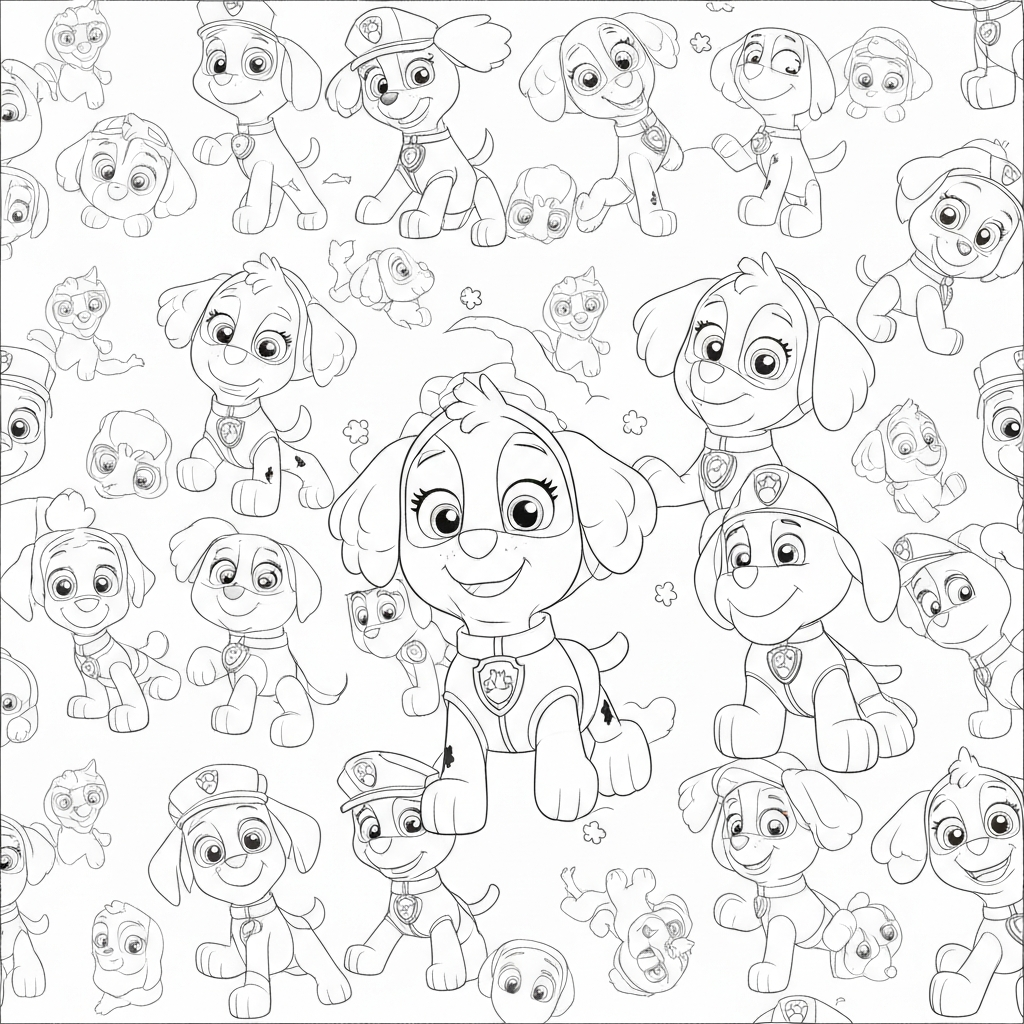 Skye Paw Patrol Muster-Malvorlage