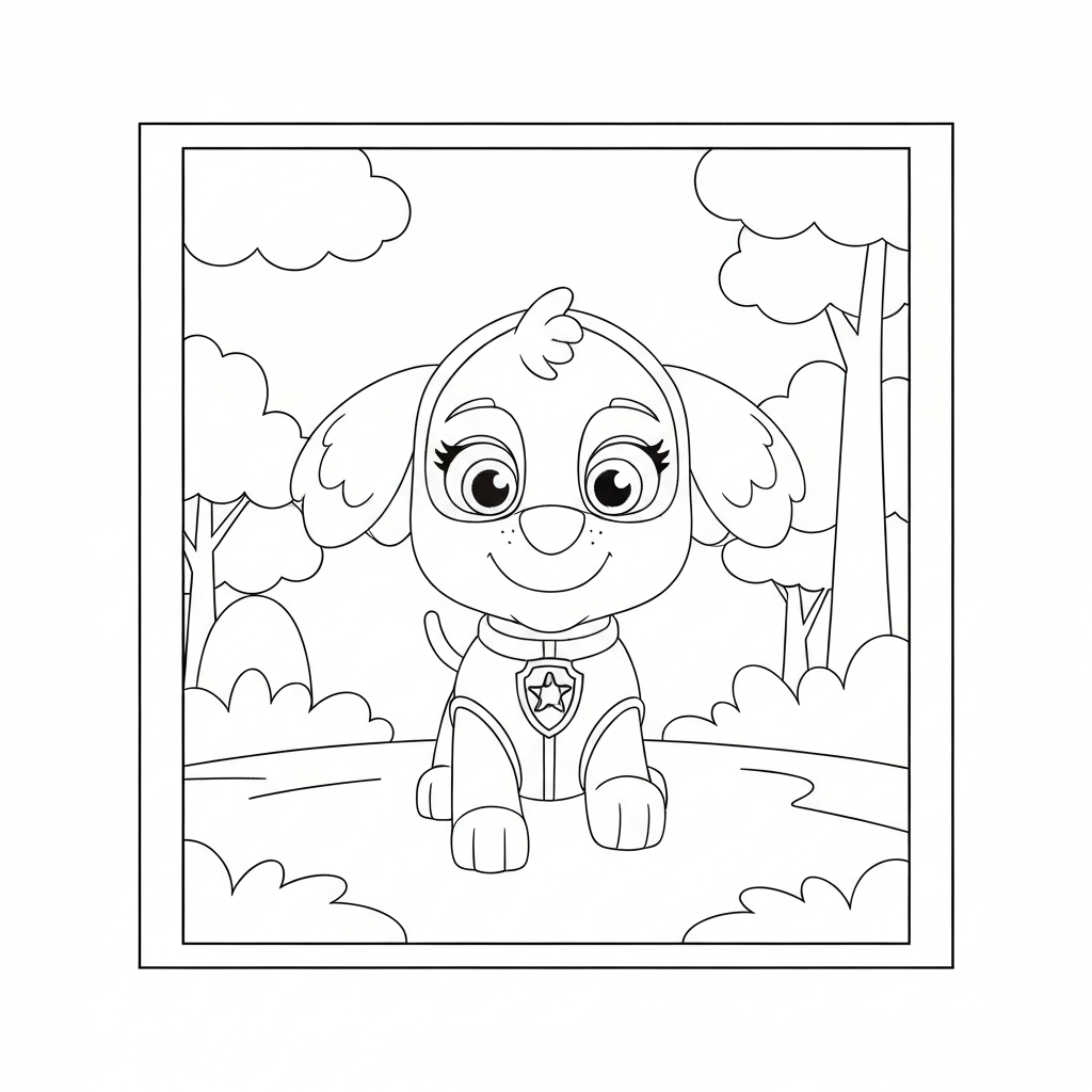 Skye Paw Patrol Porträt-Malvorlage