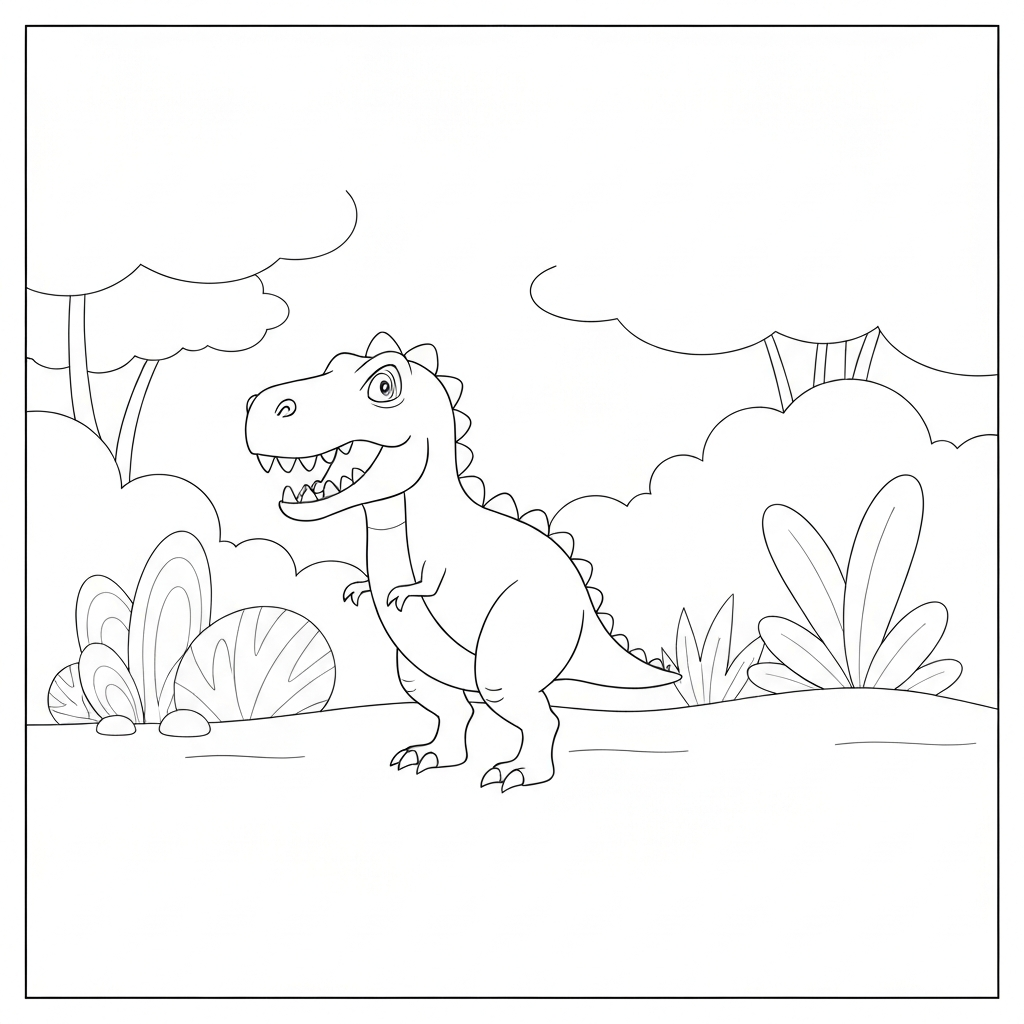 t rex dinosaur cute coloring page