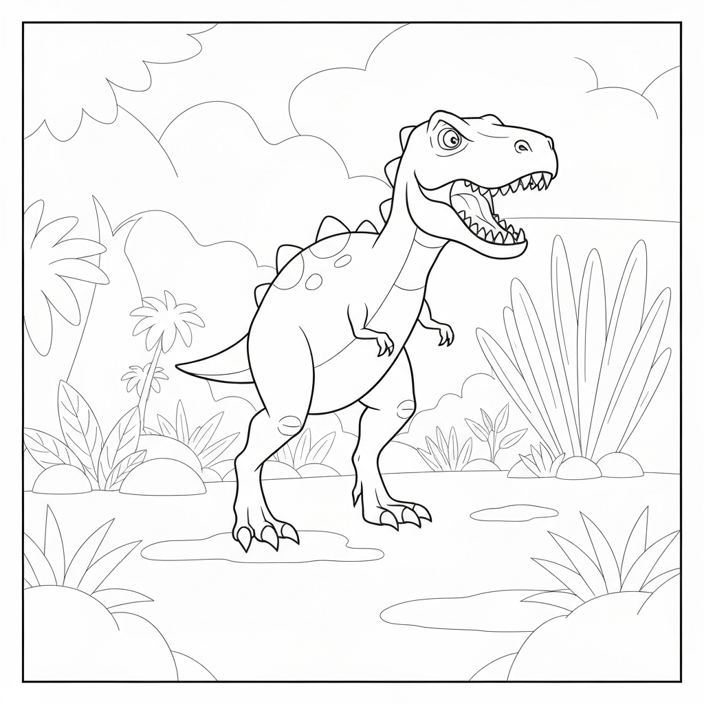 t rex dinosaur easy coloring page