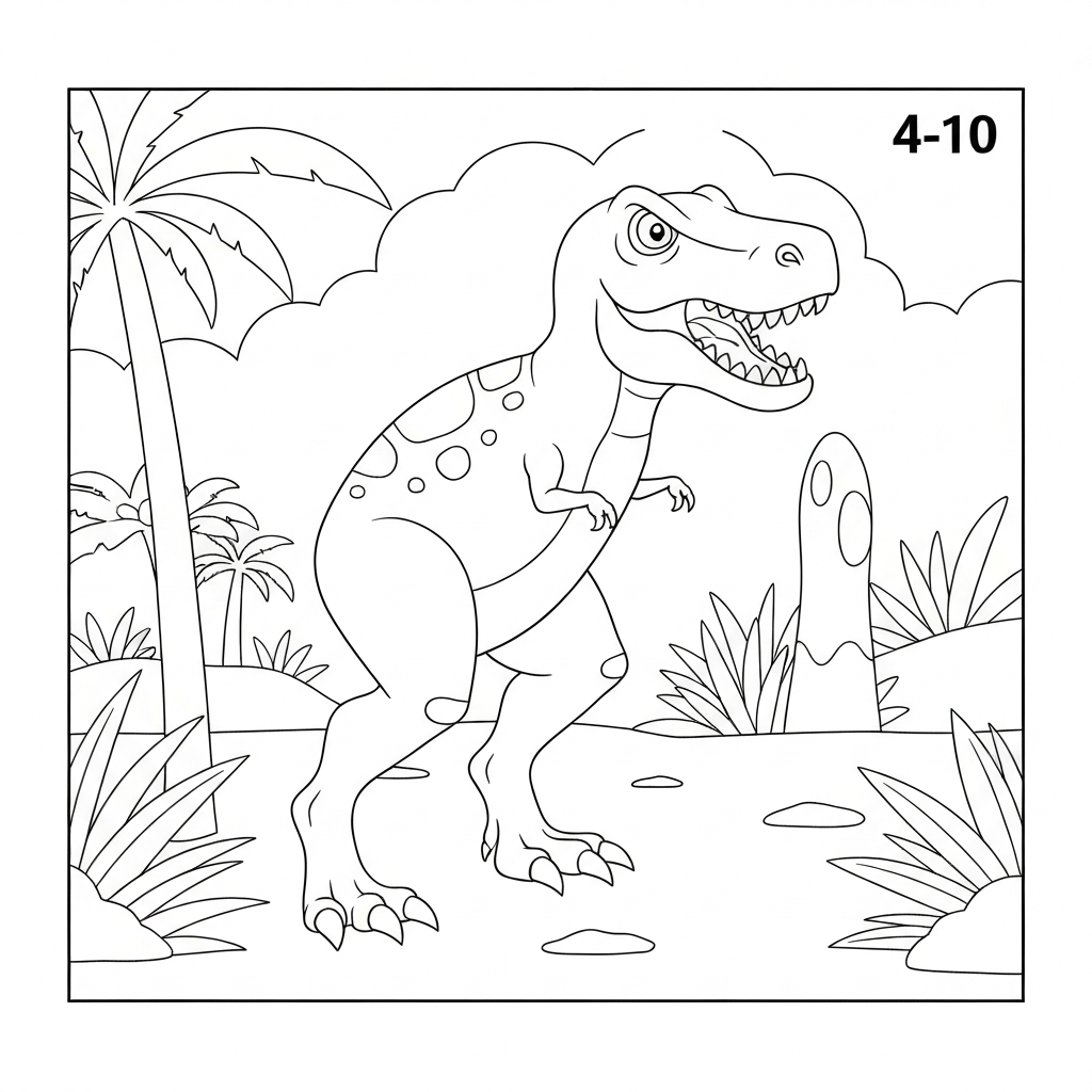 t rex dinosaur educational coloring page