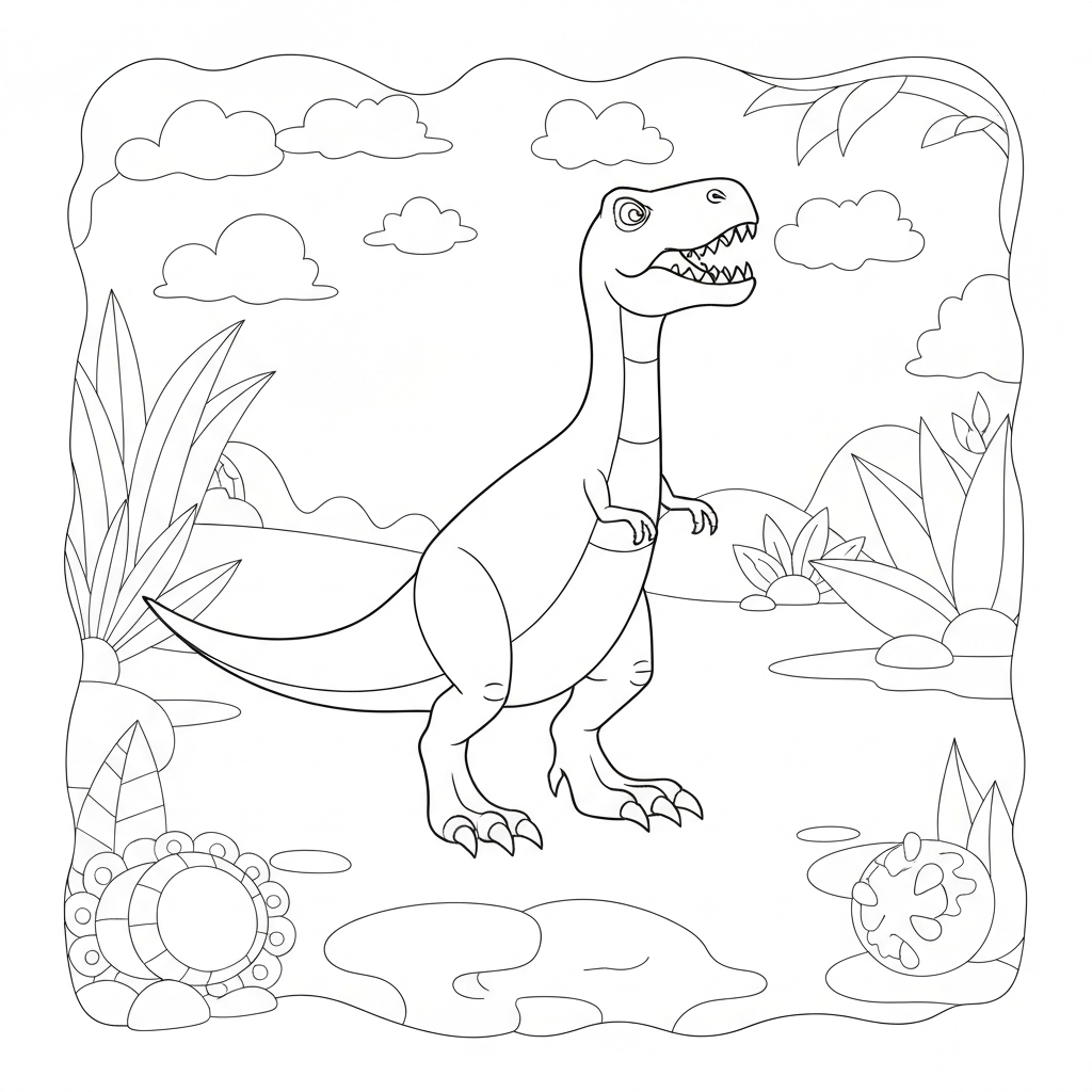 t rex dinosaur flowers coloring page