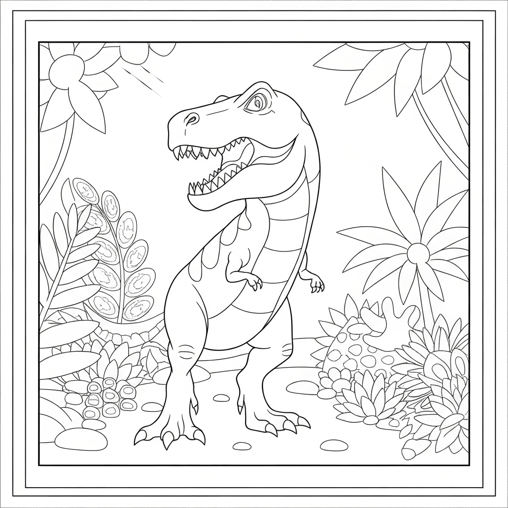 t rex dinosaur mandala coloring page