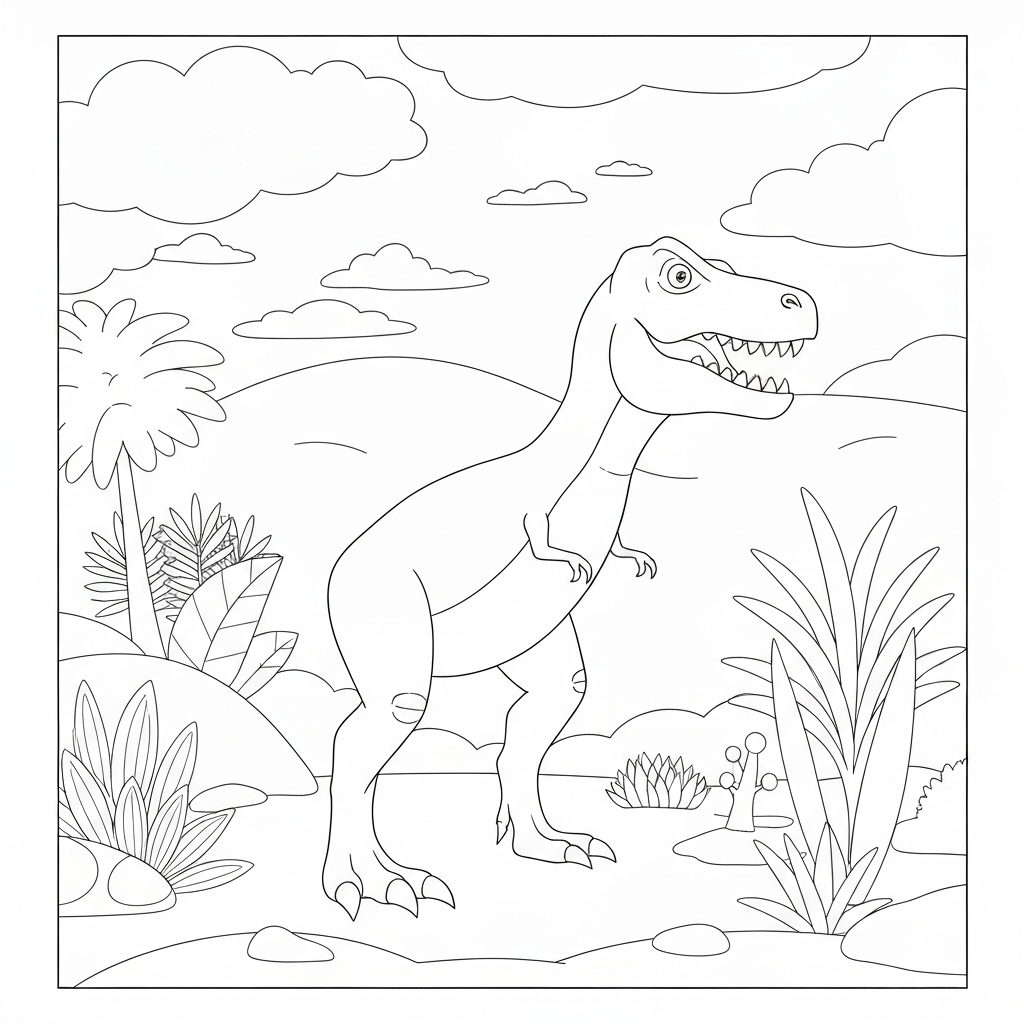 t rex dinosaur pattern coloring page