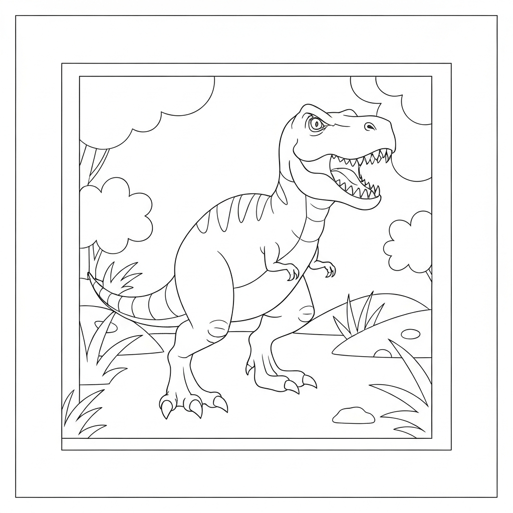 t rex dinosaur portrait coloring page