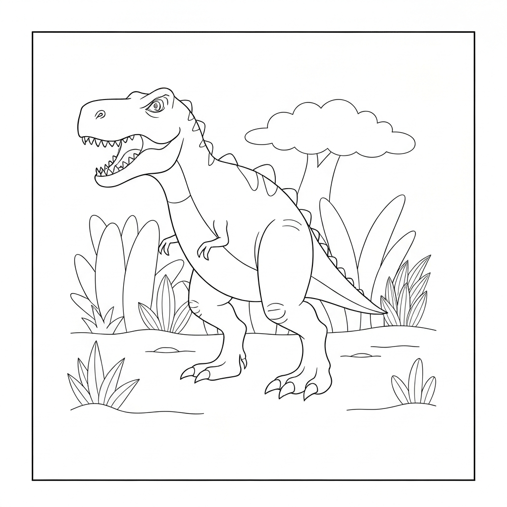 t rex dinosaur simple coloring page