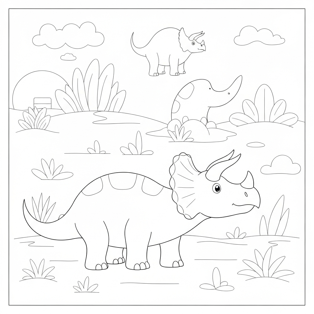 página para colorir tricerátops com padrão