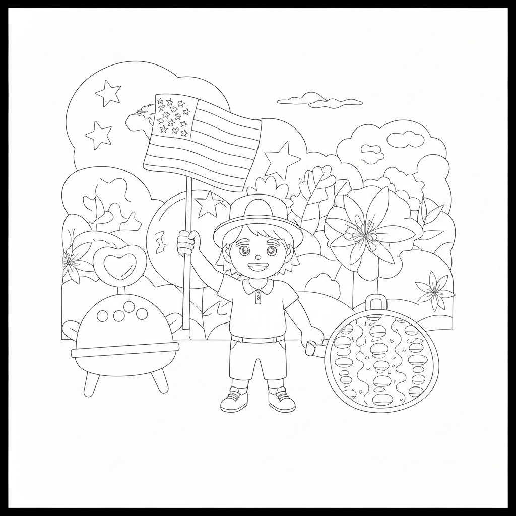usa easy coloring page