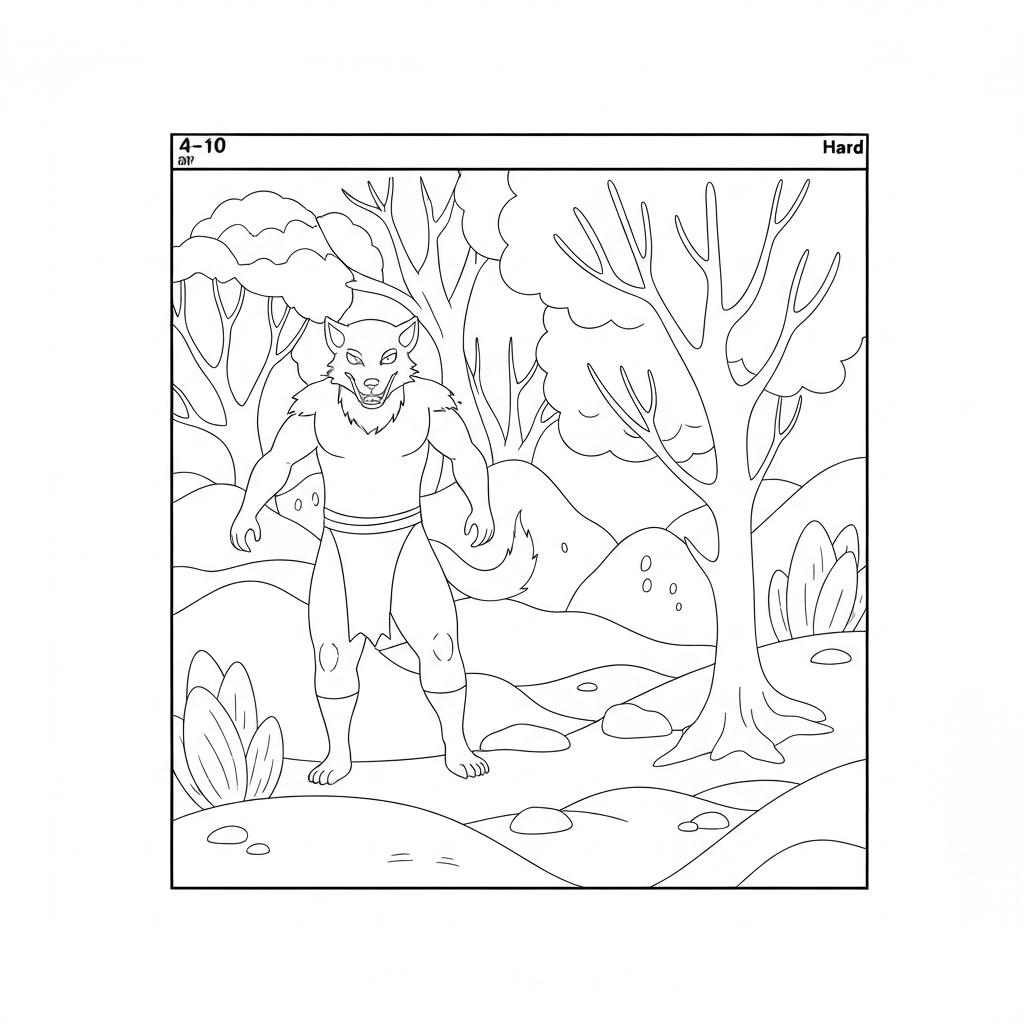 werewolf abstract coloring page