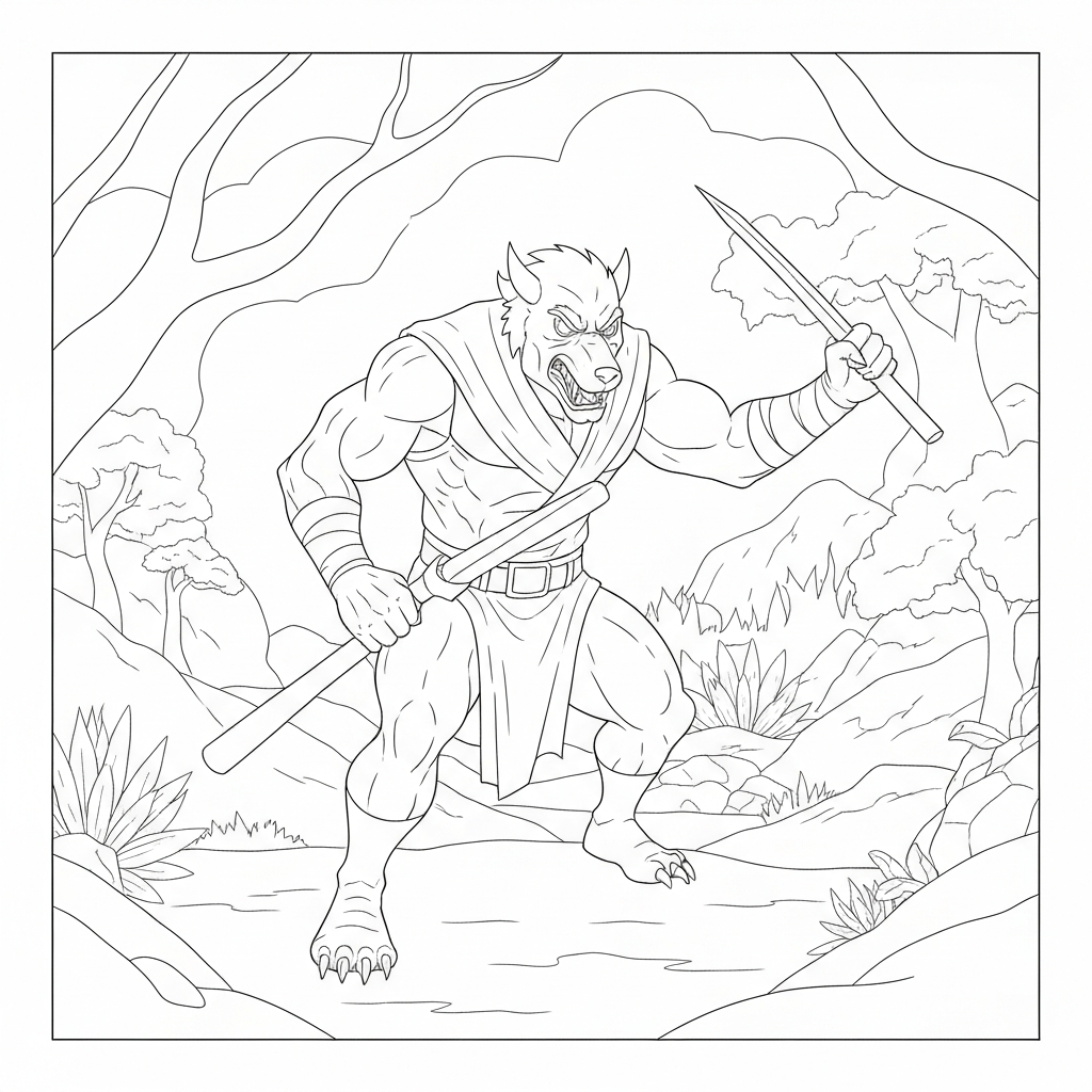 werewolf action coloring page