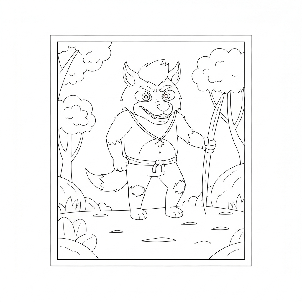 werewolf cartoon coloring page