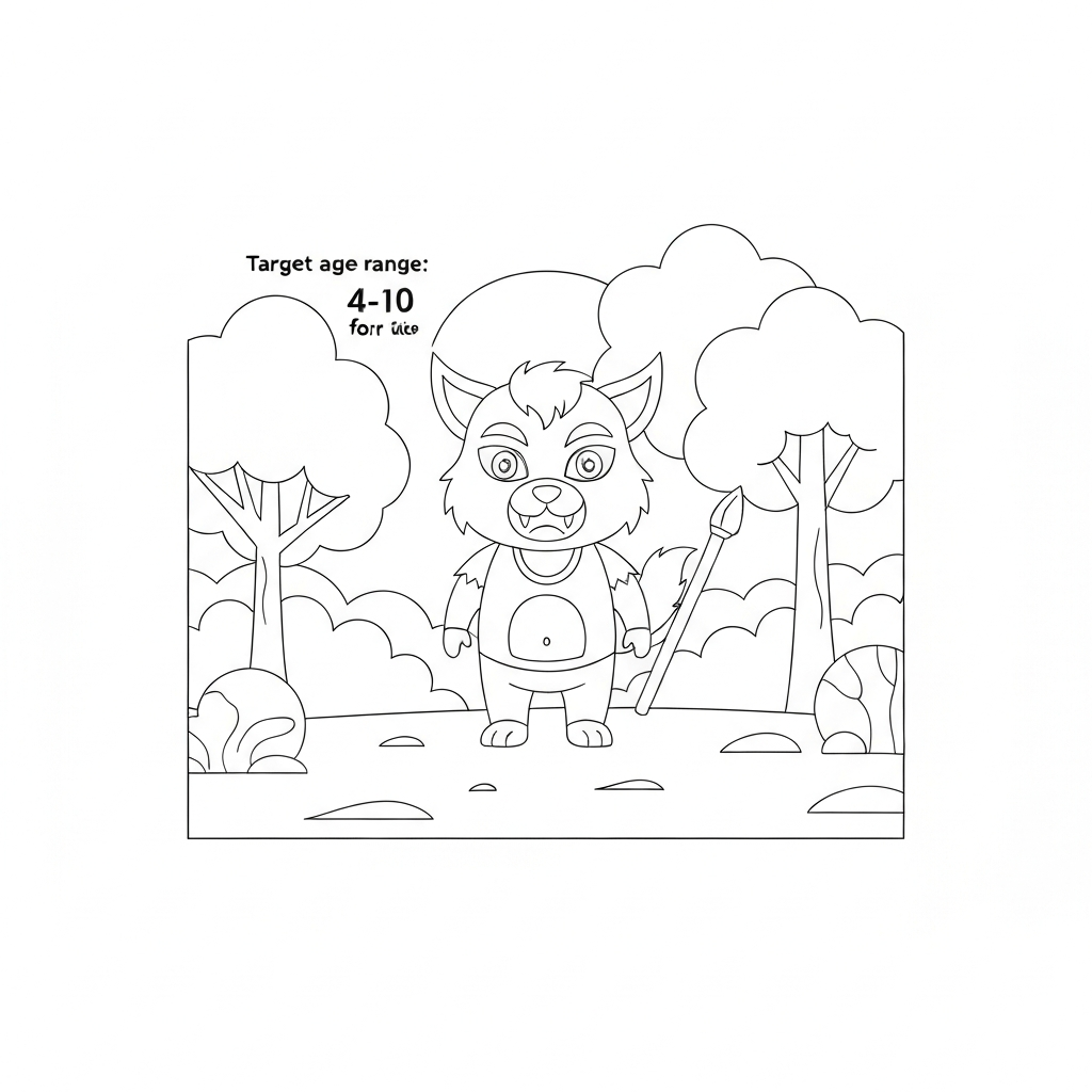 werewolf cute coloring page