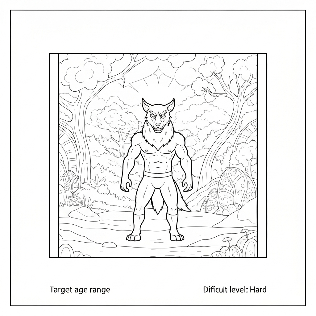 werewolf decorative coloring page