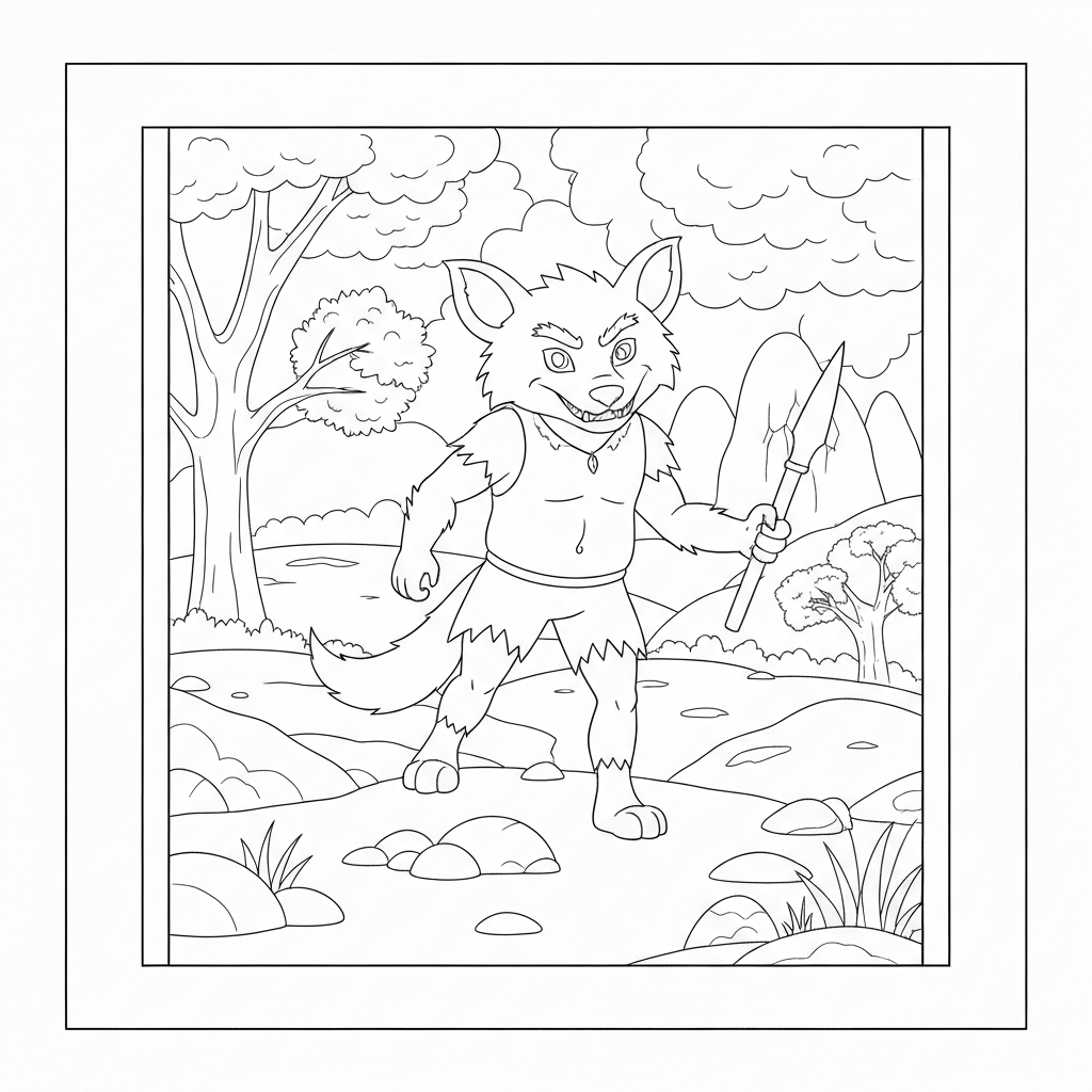 werewolf easy coloring page