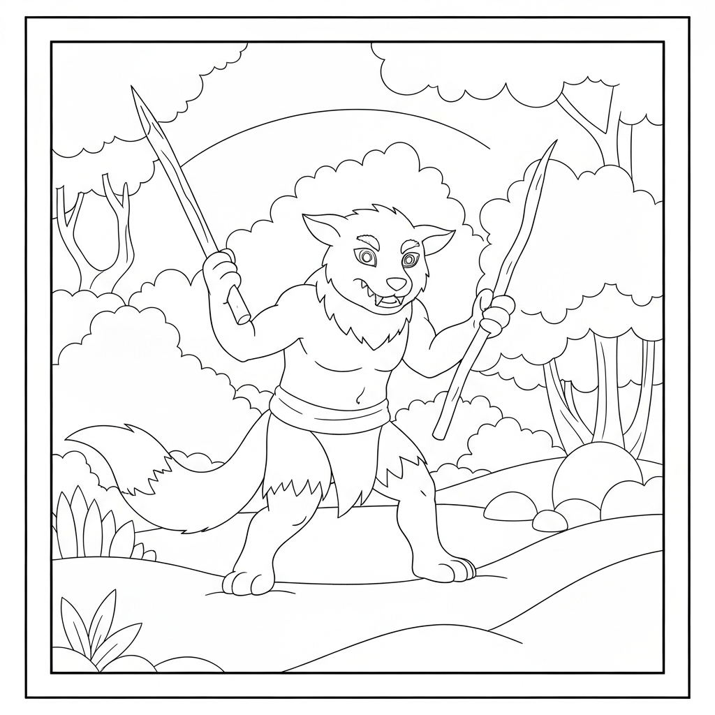 werewolf educational coloring page