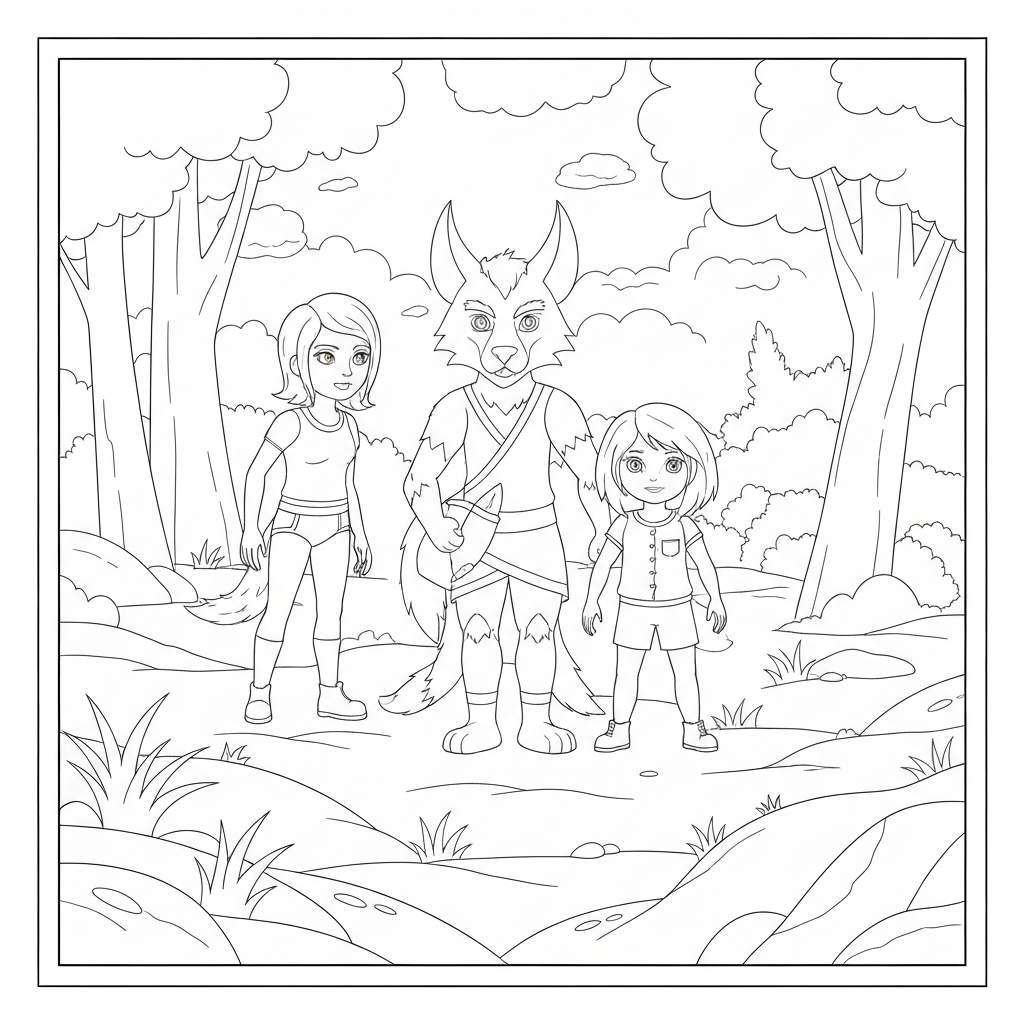 werewolf family coloring page