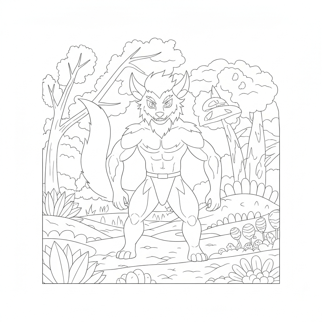 werewolf mandala coloring page