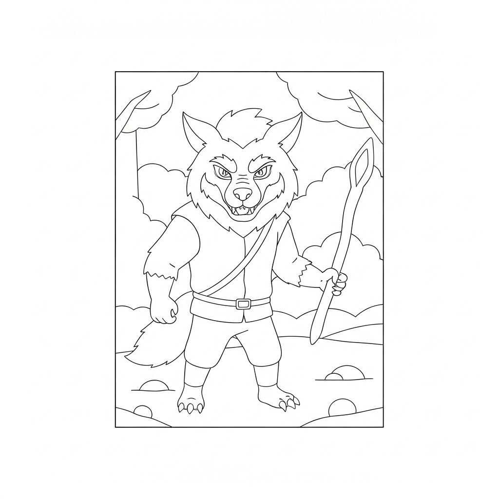 werewolf portrait coloring page