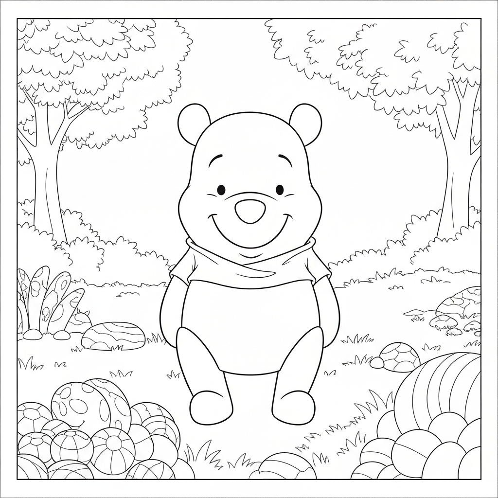winnie the pooh karakterleri soyut boyama sayfası
