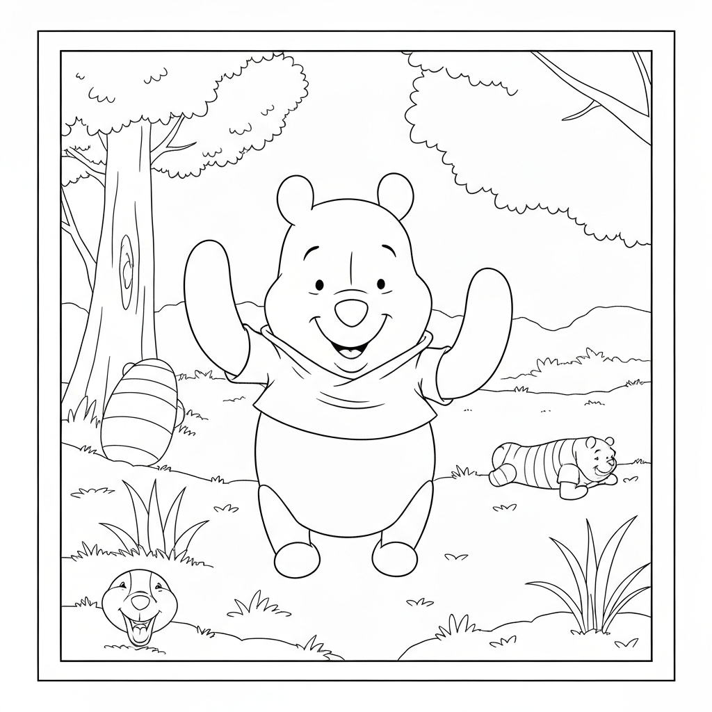 winnie the pooh karakterleri detaylı boyama sayfası