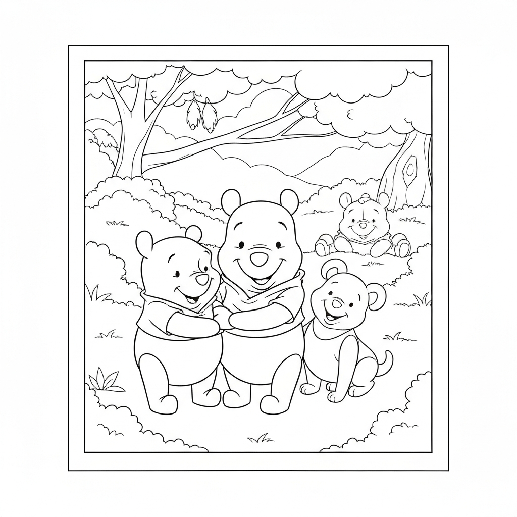 winnie the pooh karakterleri aile boyama sayfası