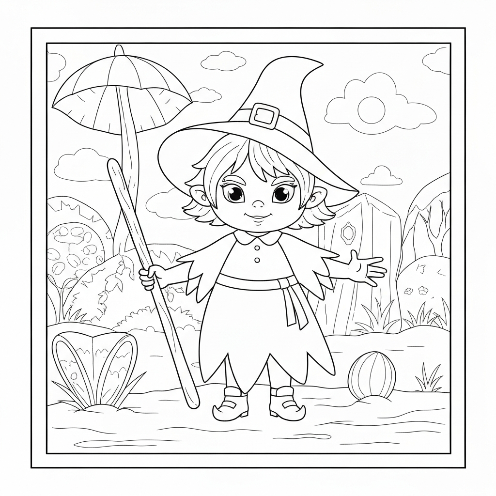 witch baby coloring page