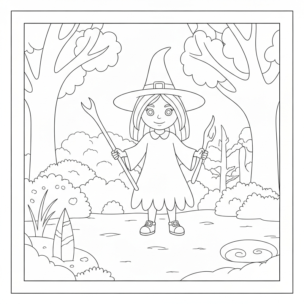witch educational coloring page