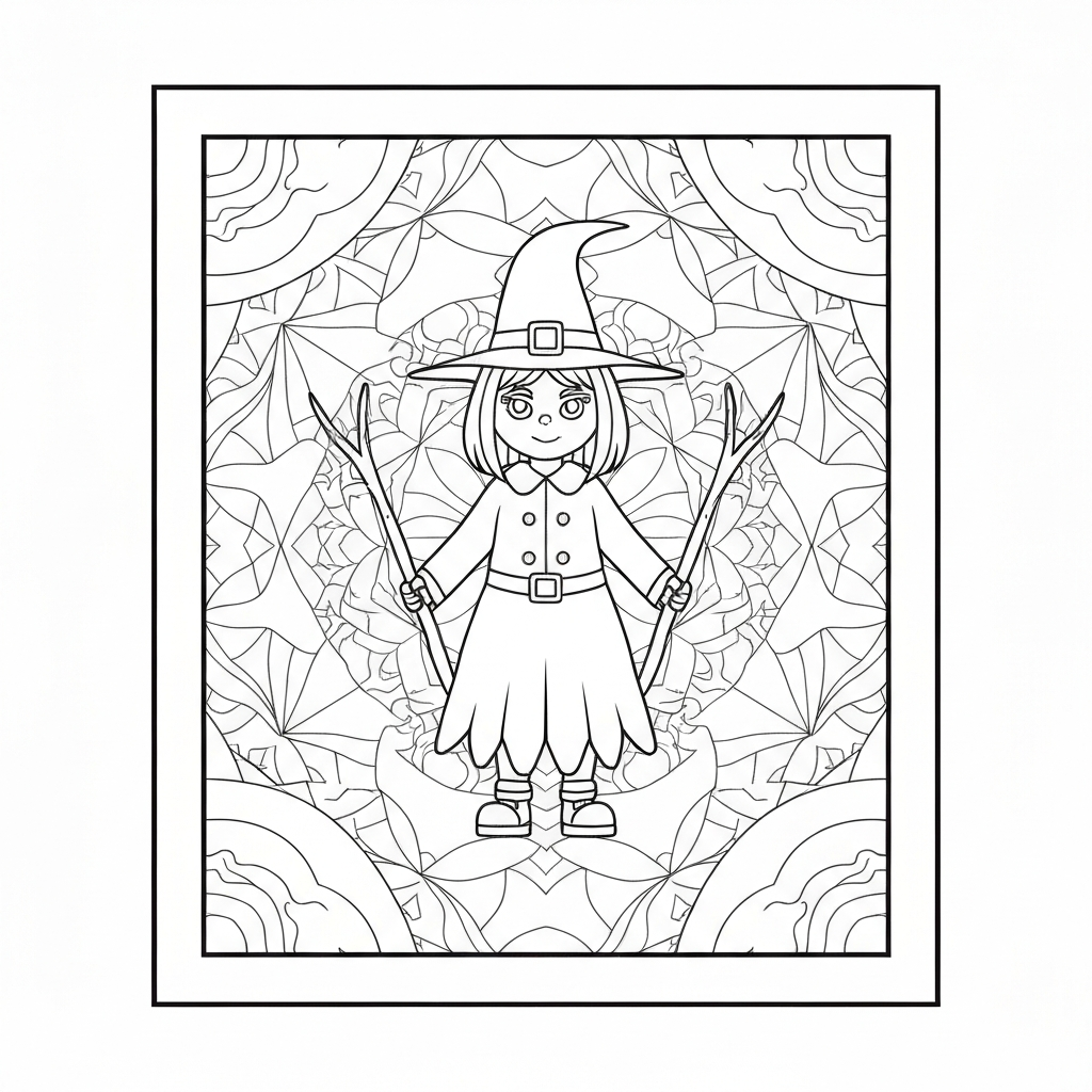 witch mandala coloring page