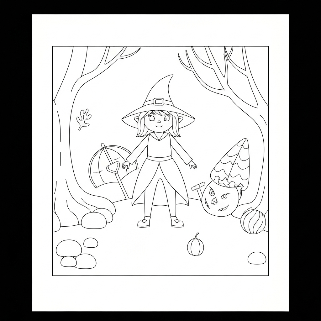 witch pattern coloring page