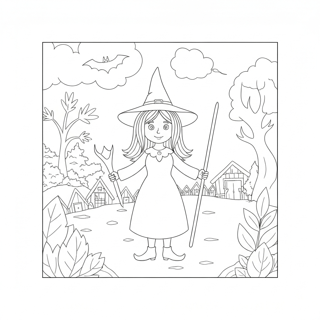 witch simple coloring page