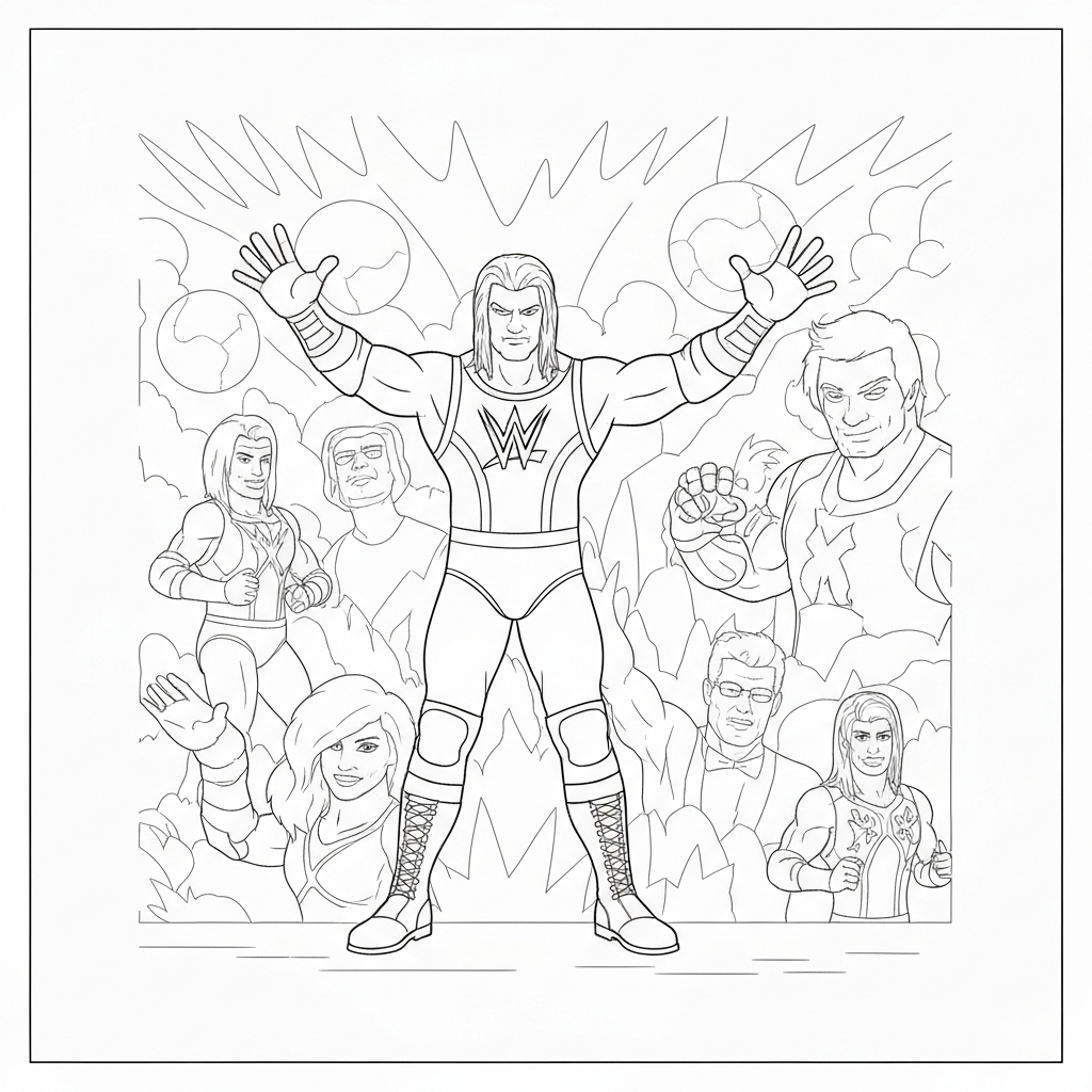 pagina da colorare astratta dei superstars WWE