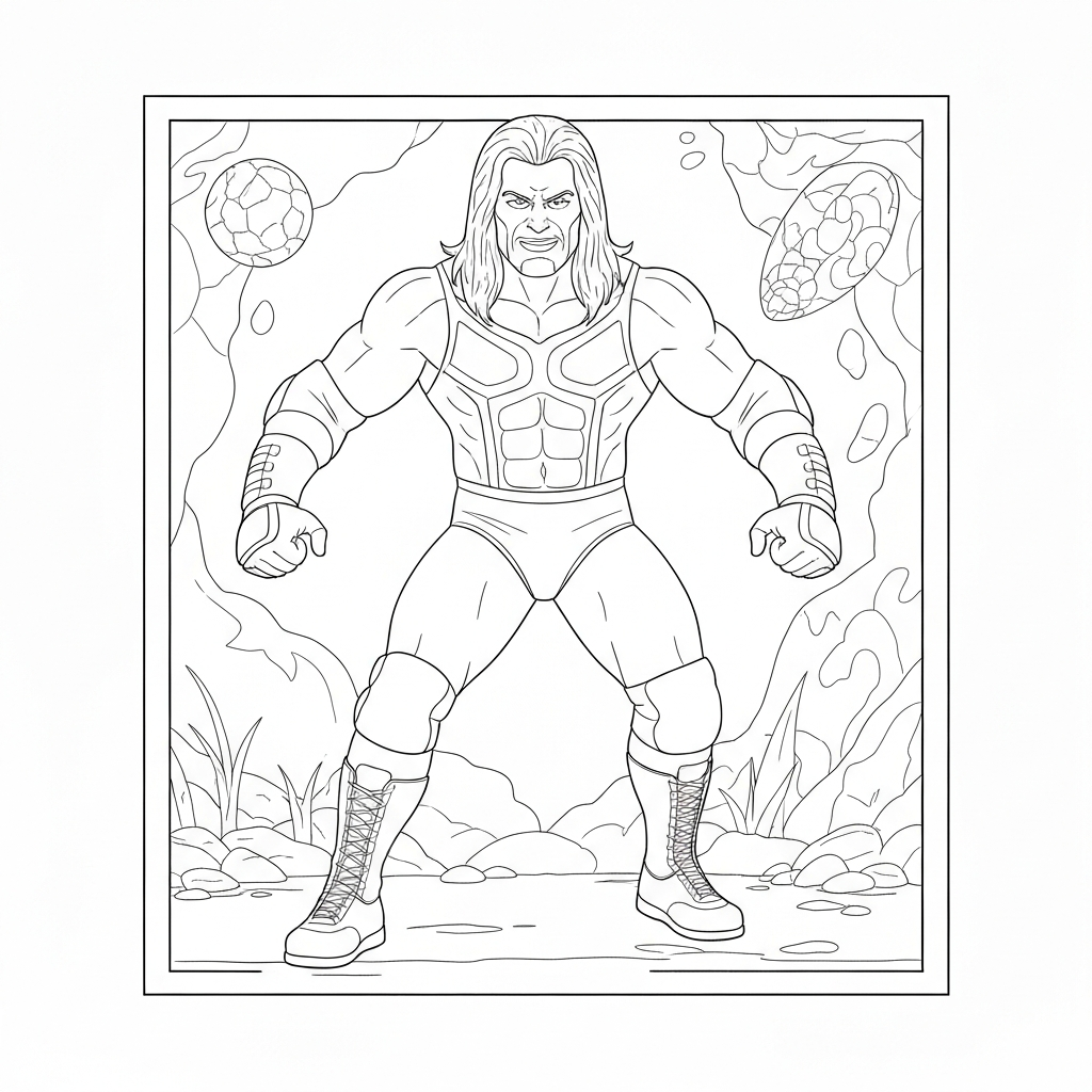 pagina da colorare azione dei superstars WWE