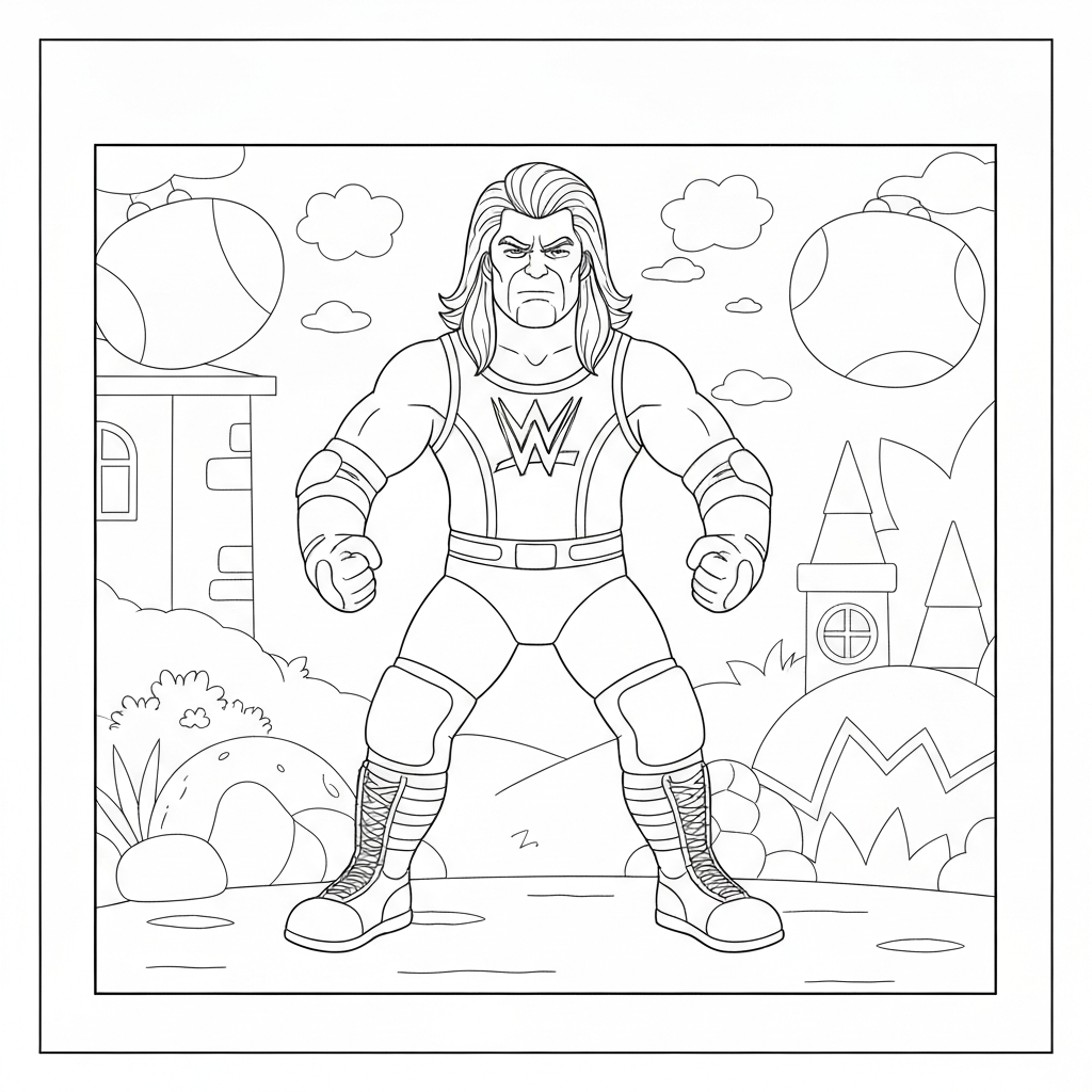 pagina da colorare cartone animato dei superstars WWE