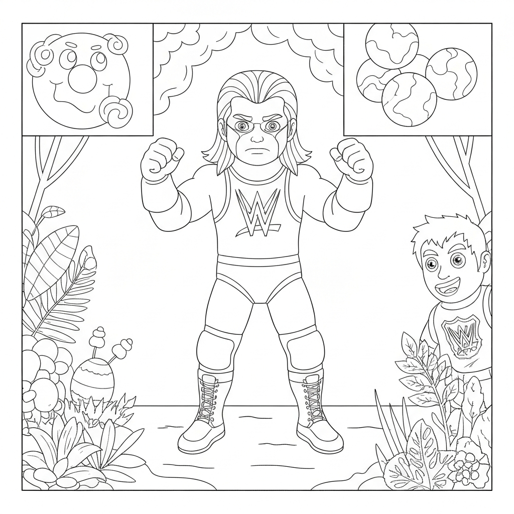 pagina da colorare carina dei superstars WWE