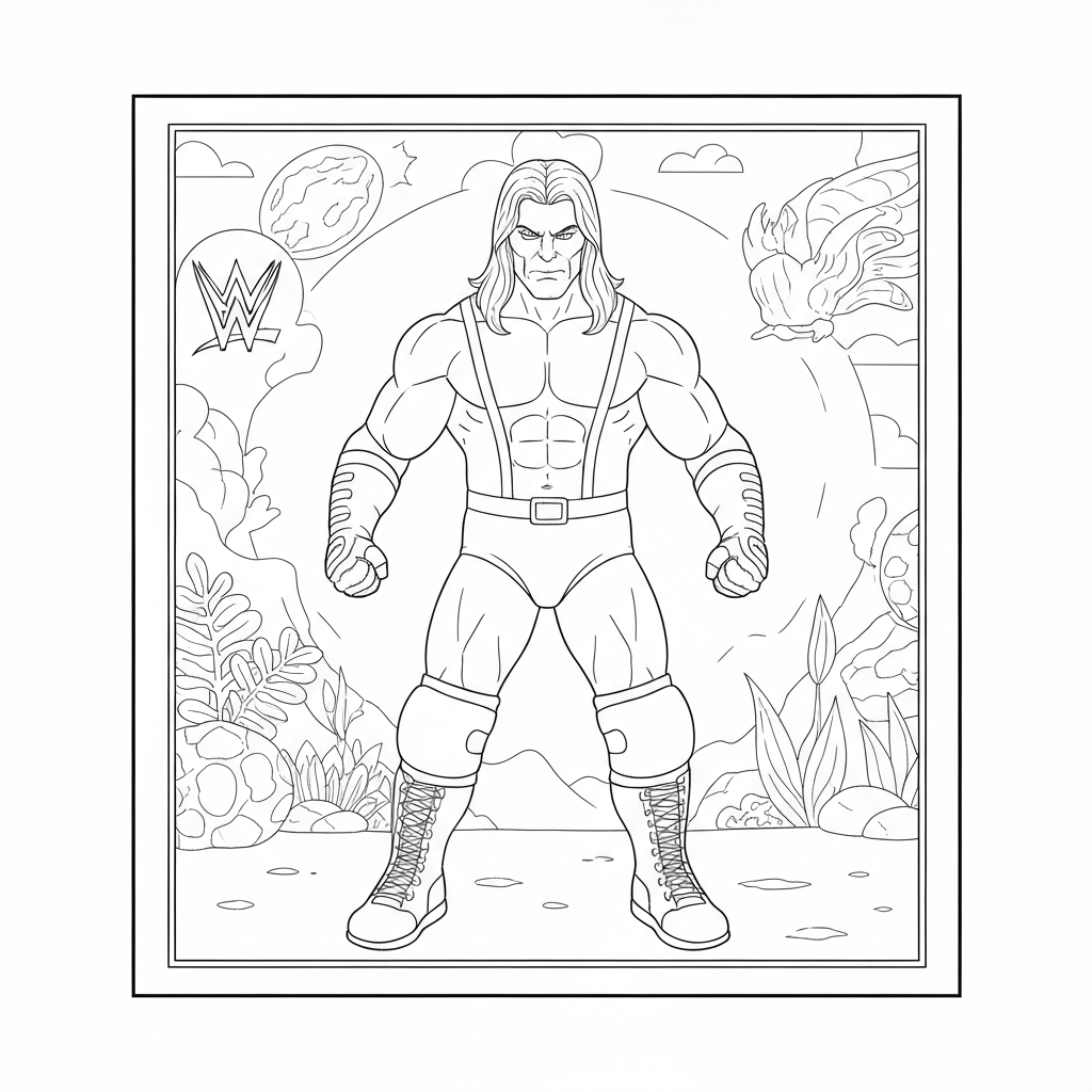 pagina da colorare dettagliata dei superstars WWE