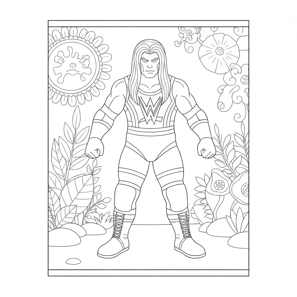 pagina da colorare fiori dei superstars WWE