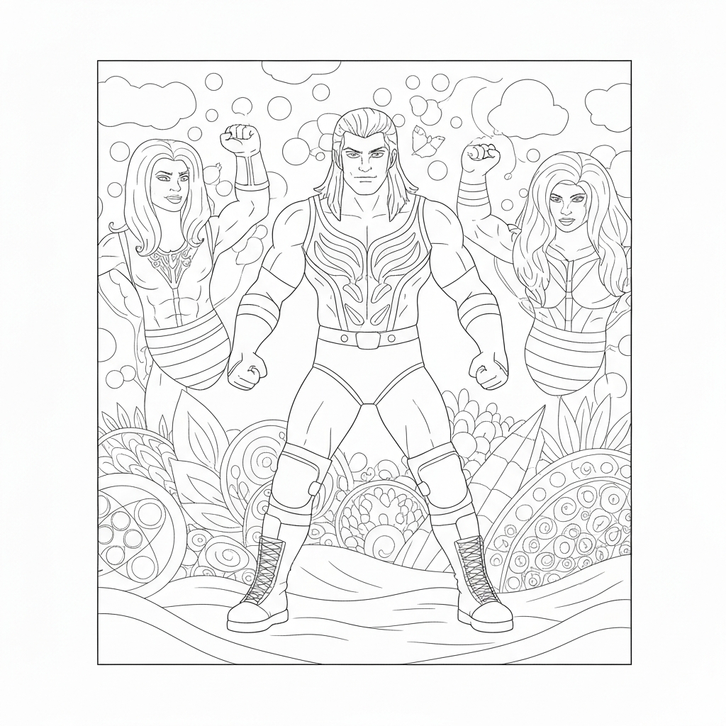 pagina da colorare mandala dei superstars WWE