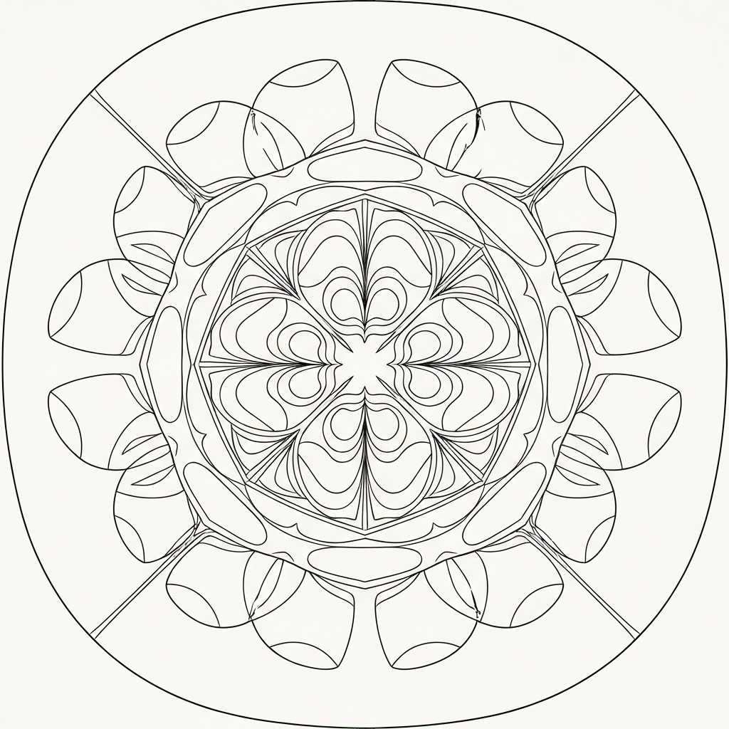 Página para colorir mandala de trevo de 4 folhas