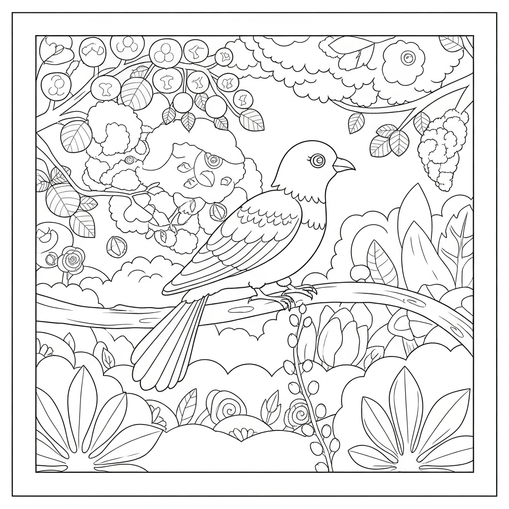 página de livro de colorir de pássaros decorativa página de colorir