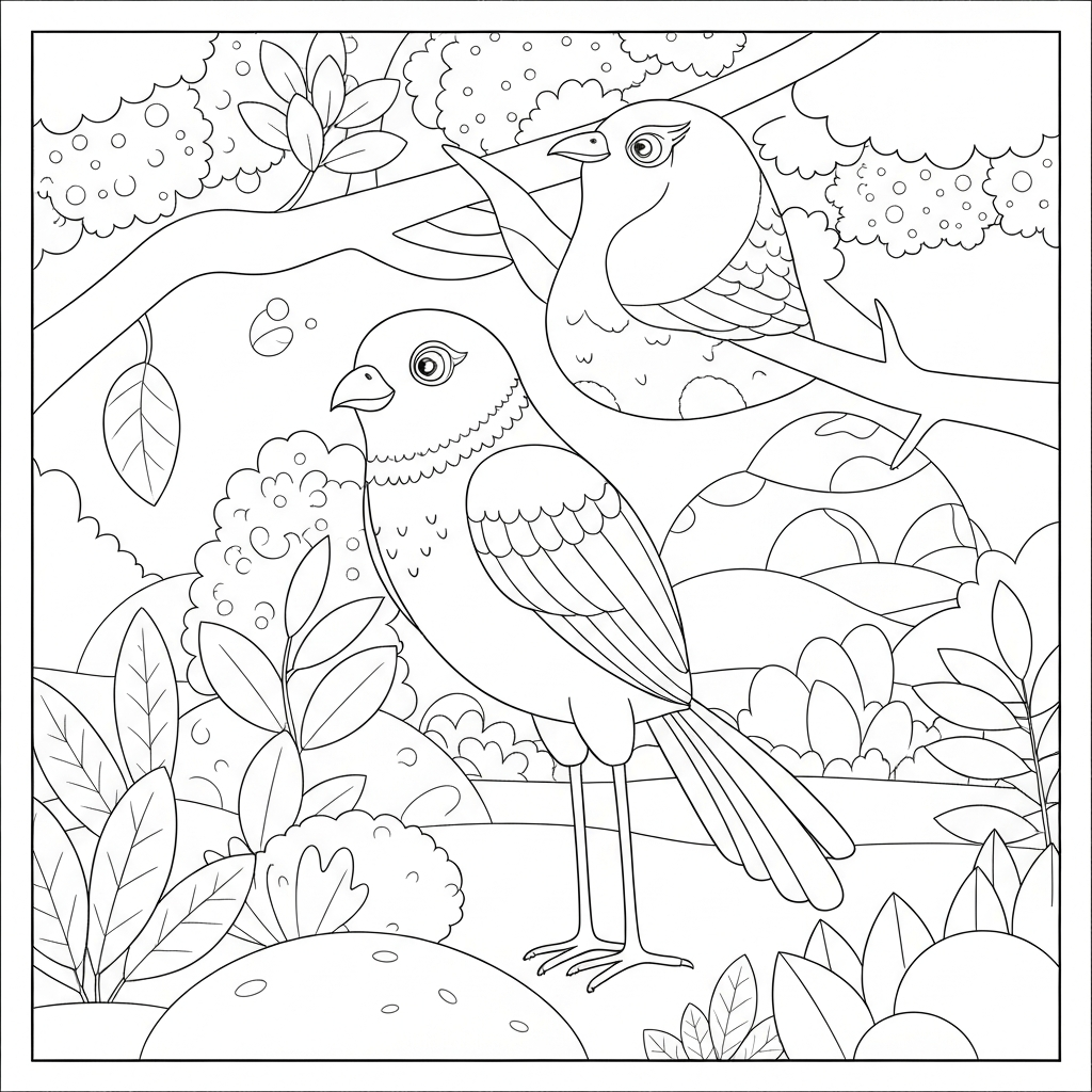 página de livro de colorir de pássaros detalhada página de colorir