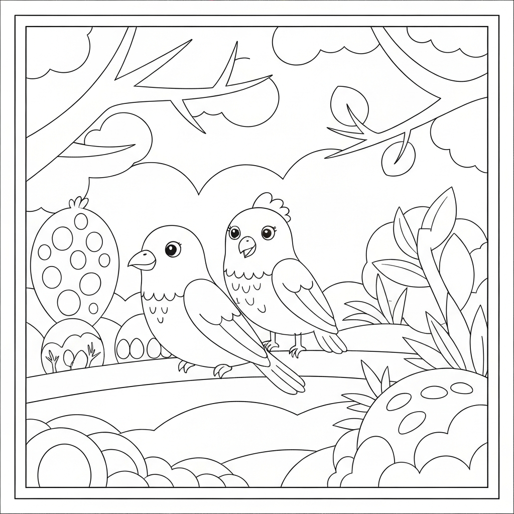 página de livro de colorir de pássaros fácil página de colorir