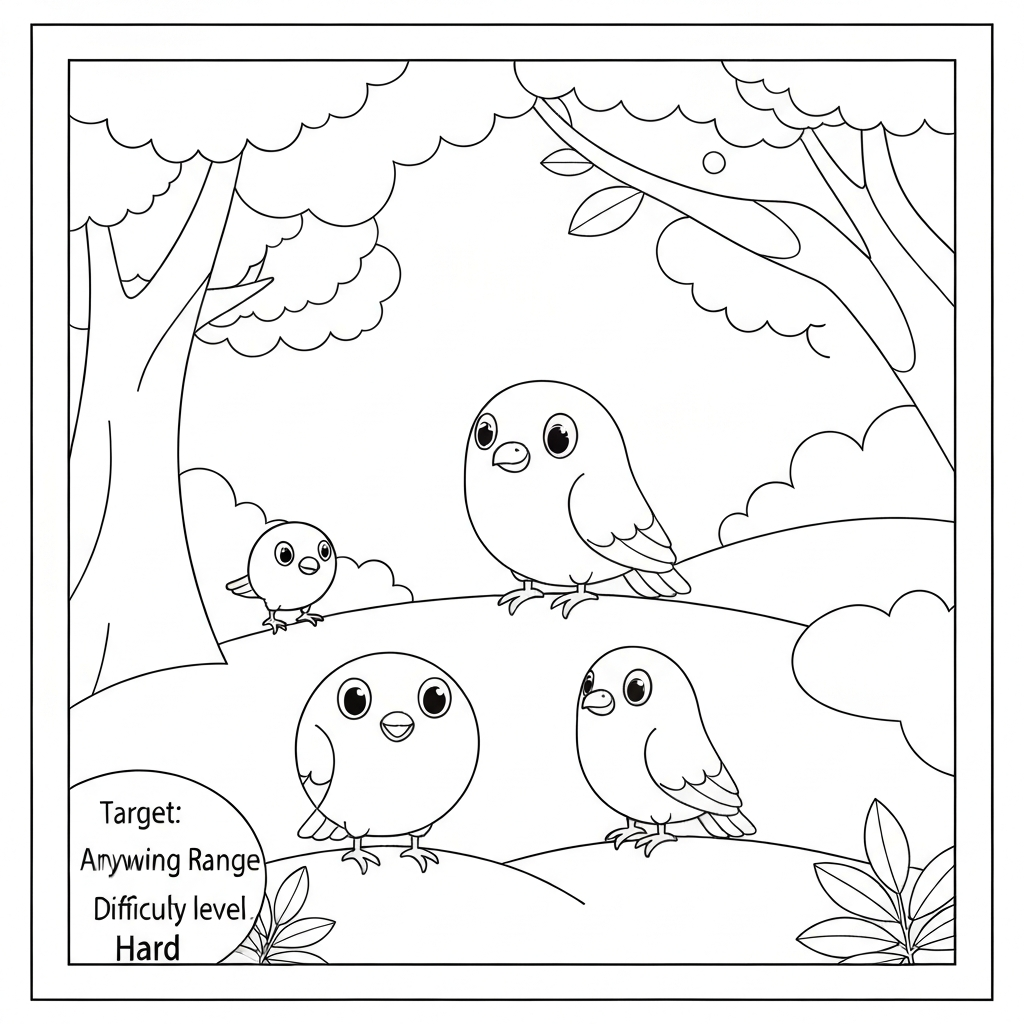 página de livro de colorir de pássaros em família página de colorir
