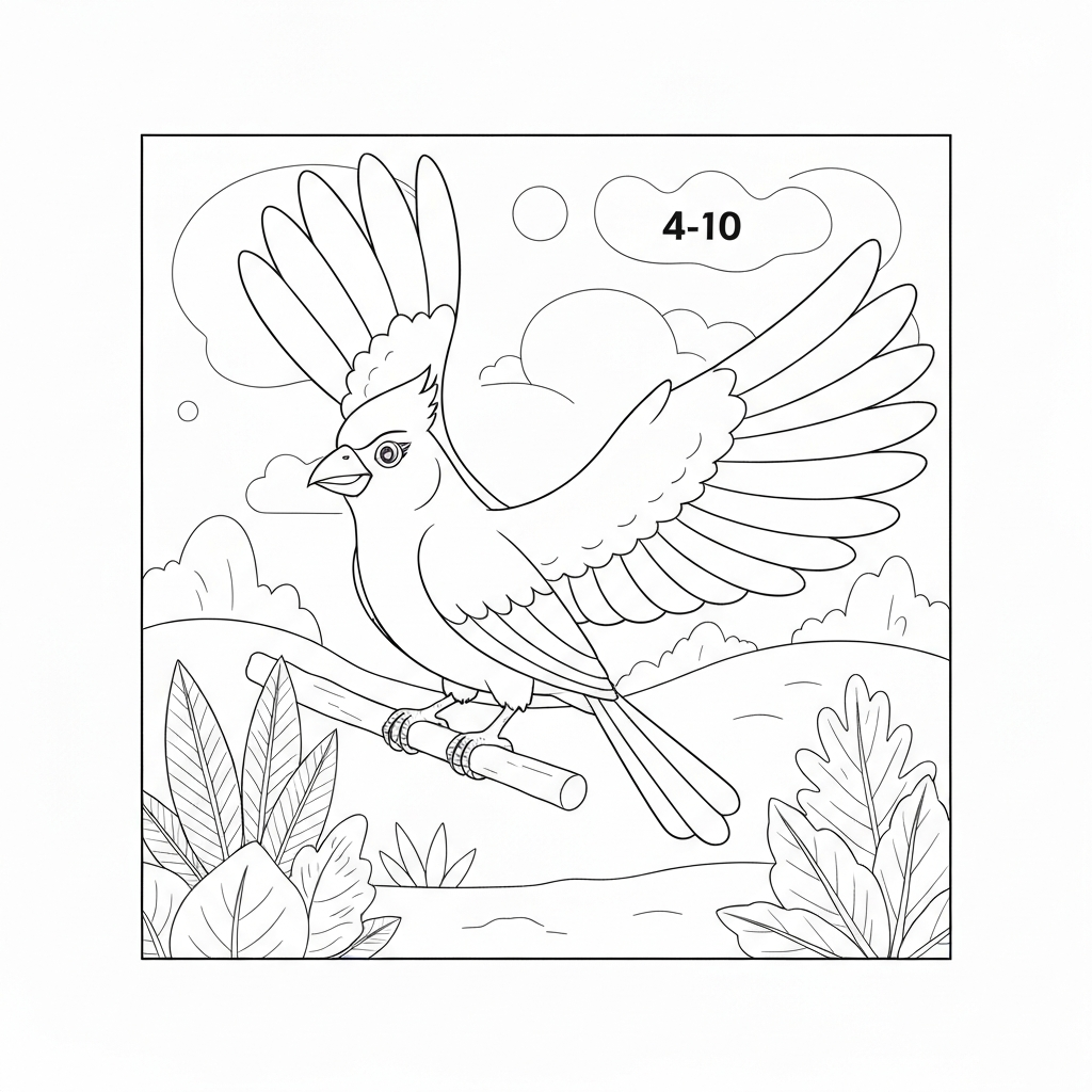 cardinal action coloring page