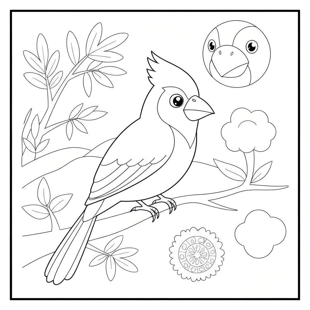 cardinal cartoon coloring page