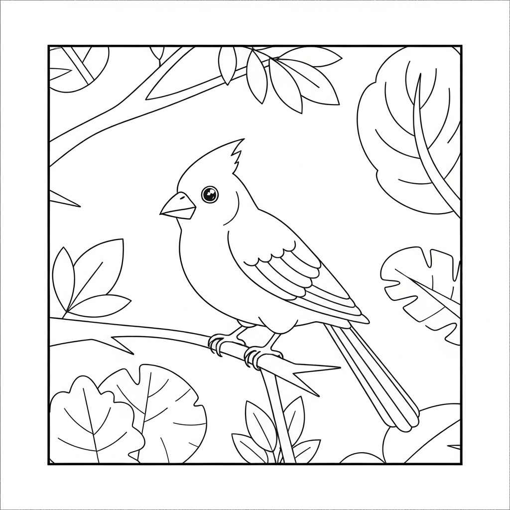 cardinal cute coloring page