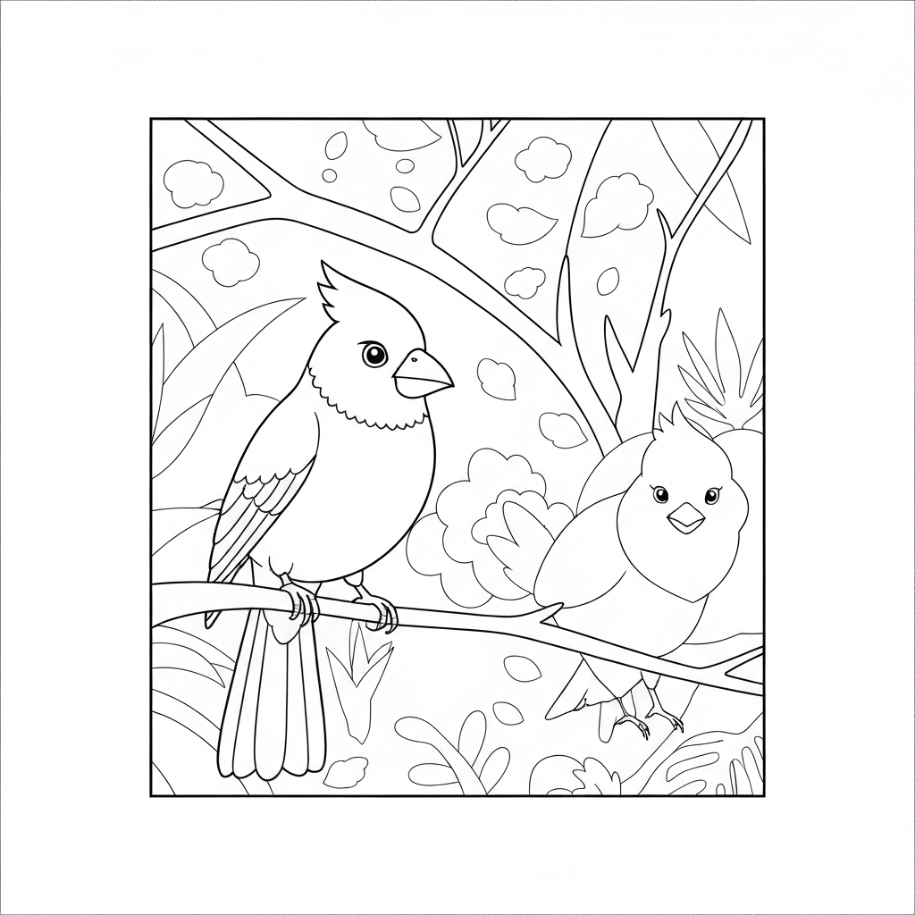 cardinal decorative coloring page