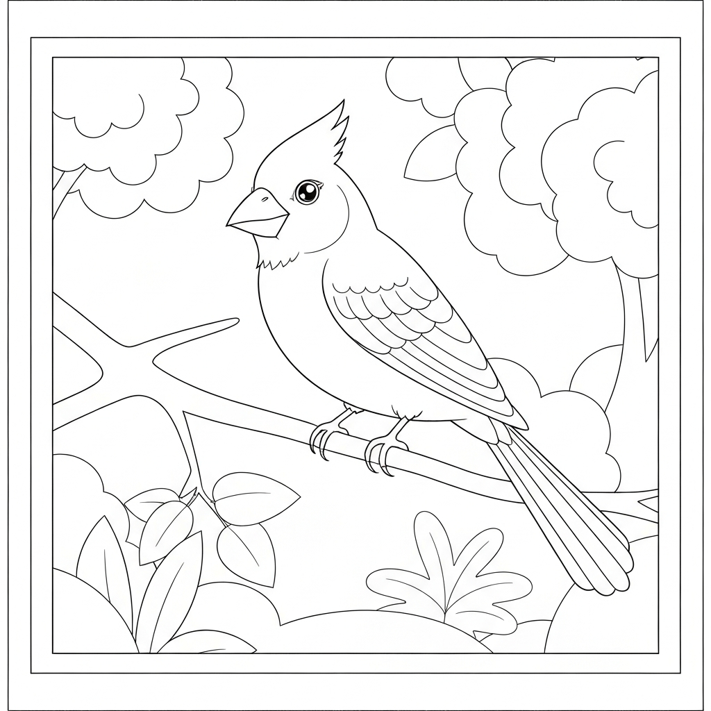 cardinal detailed coloring page