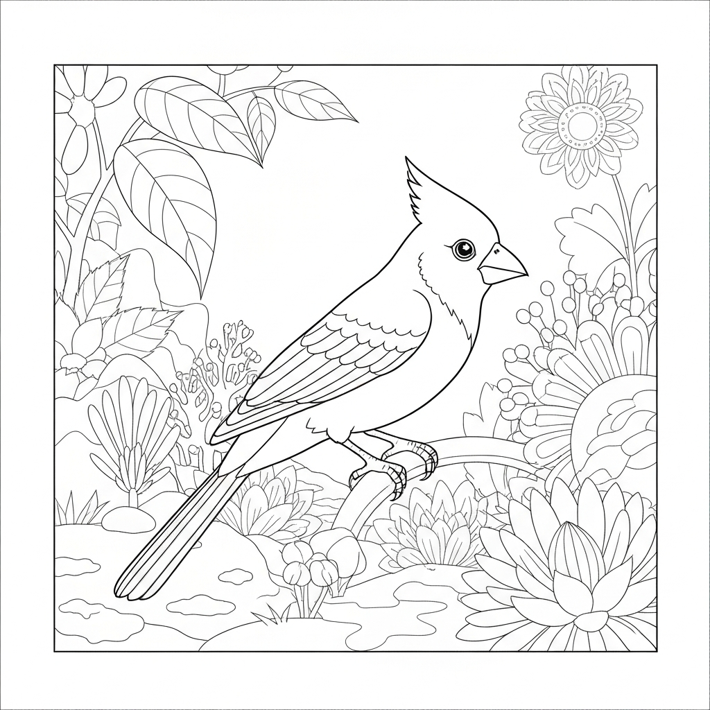 cardinal flowers coloring page