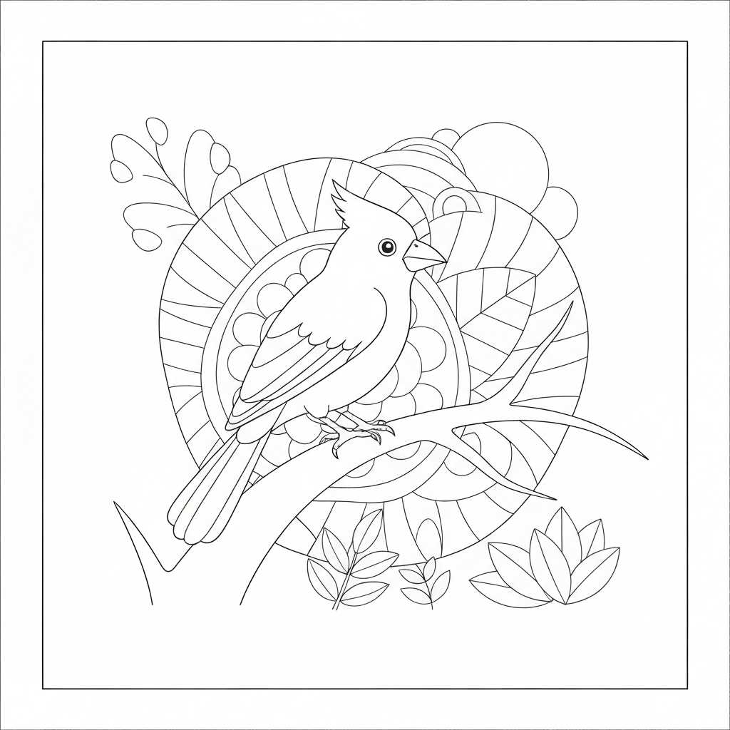 cardinal mandala coloring page
